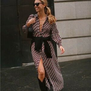 Zara PRINT DRESS Blue 0/4786/258/400/02 Size XSmall New​